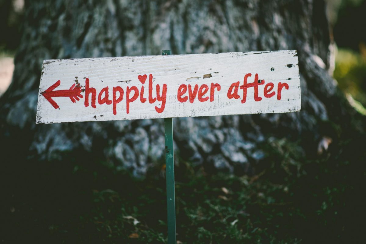Happily ever after sign on tree